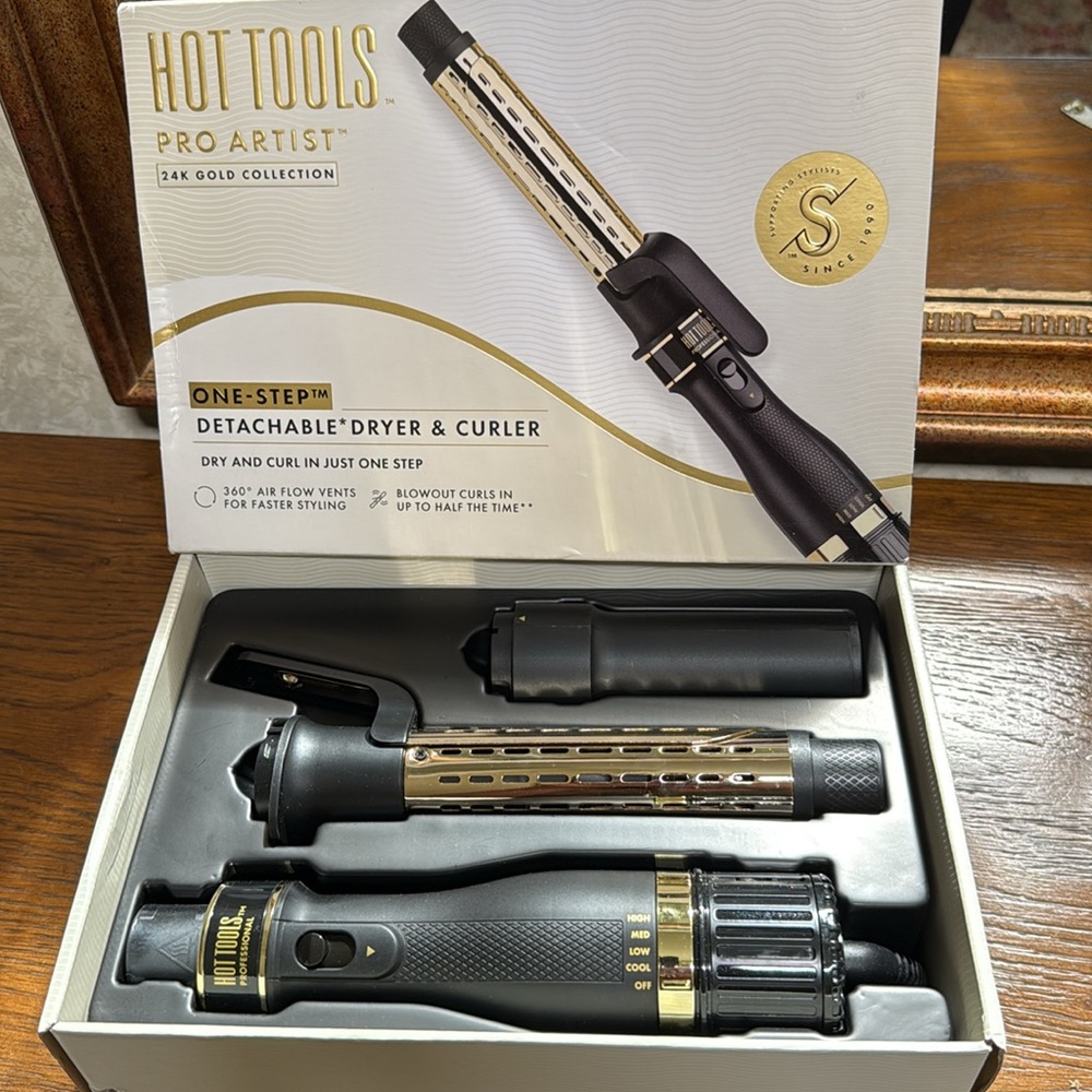 Hot Tools Pro Artist 24K Gold collection Detachable Dryer & Curler- Black & Gold